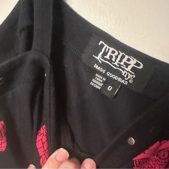 Tripp NYC Black & Red Owl Print Rockabilly Low High Studded Hem Dress Size L/12 - Picture 11 of 16